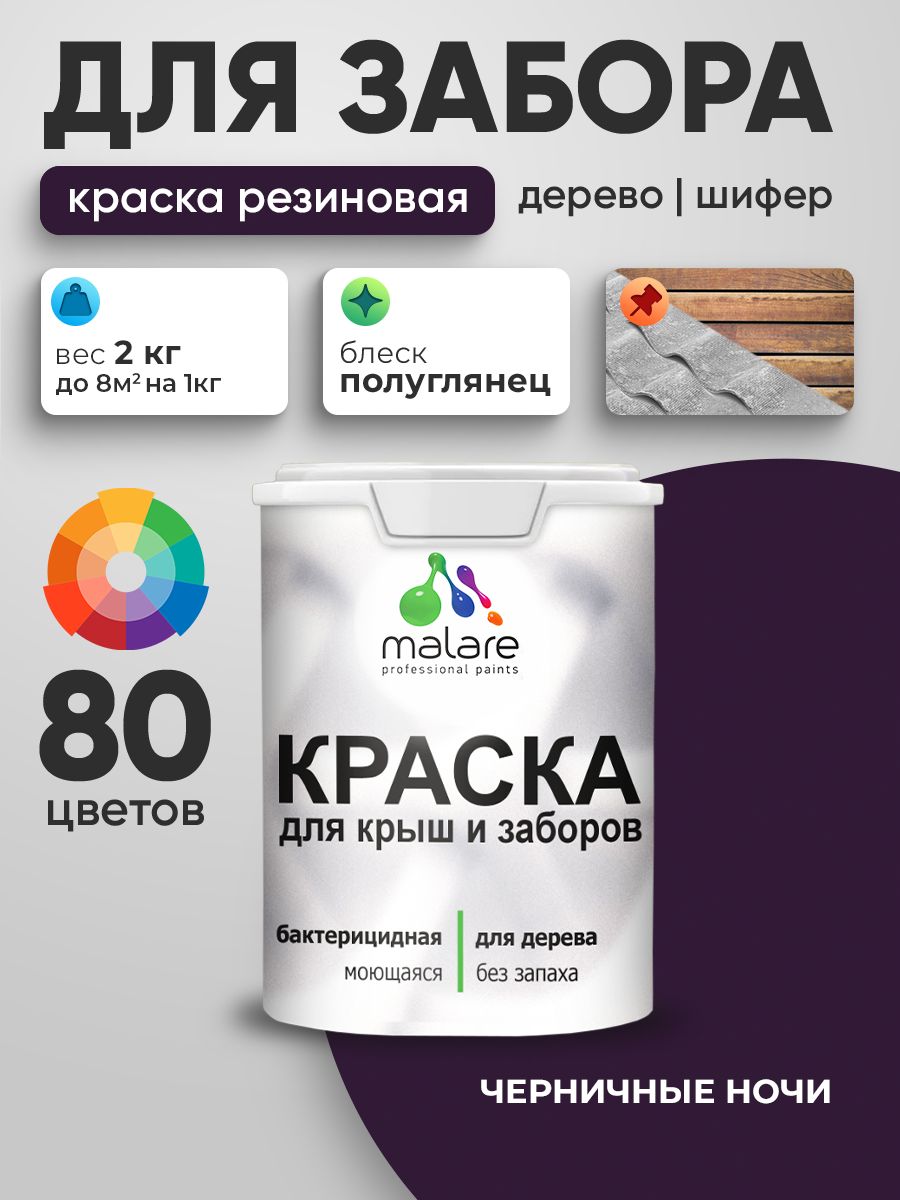 Резиновая краска Malare для деревянного забора/ по дереву для наружных и внутрен