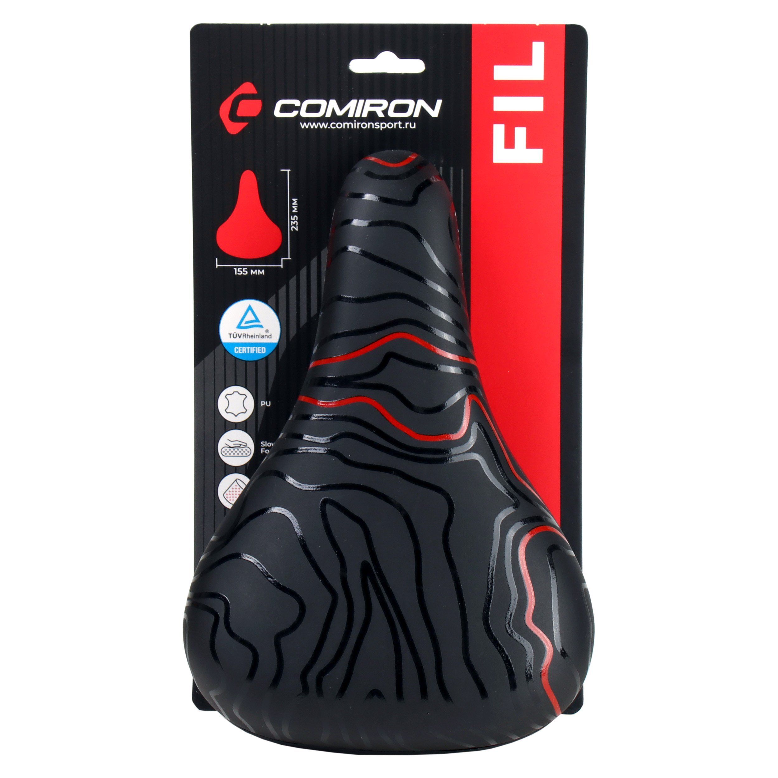 Седло велосипедное детское COMIRON FIL N964R 235x155 мм, чёрный с красным Седло велосипедное детское COMIRON FIL N964R 235x155 мм, чёрный с красным