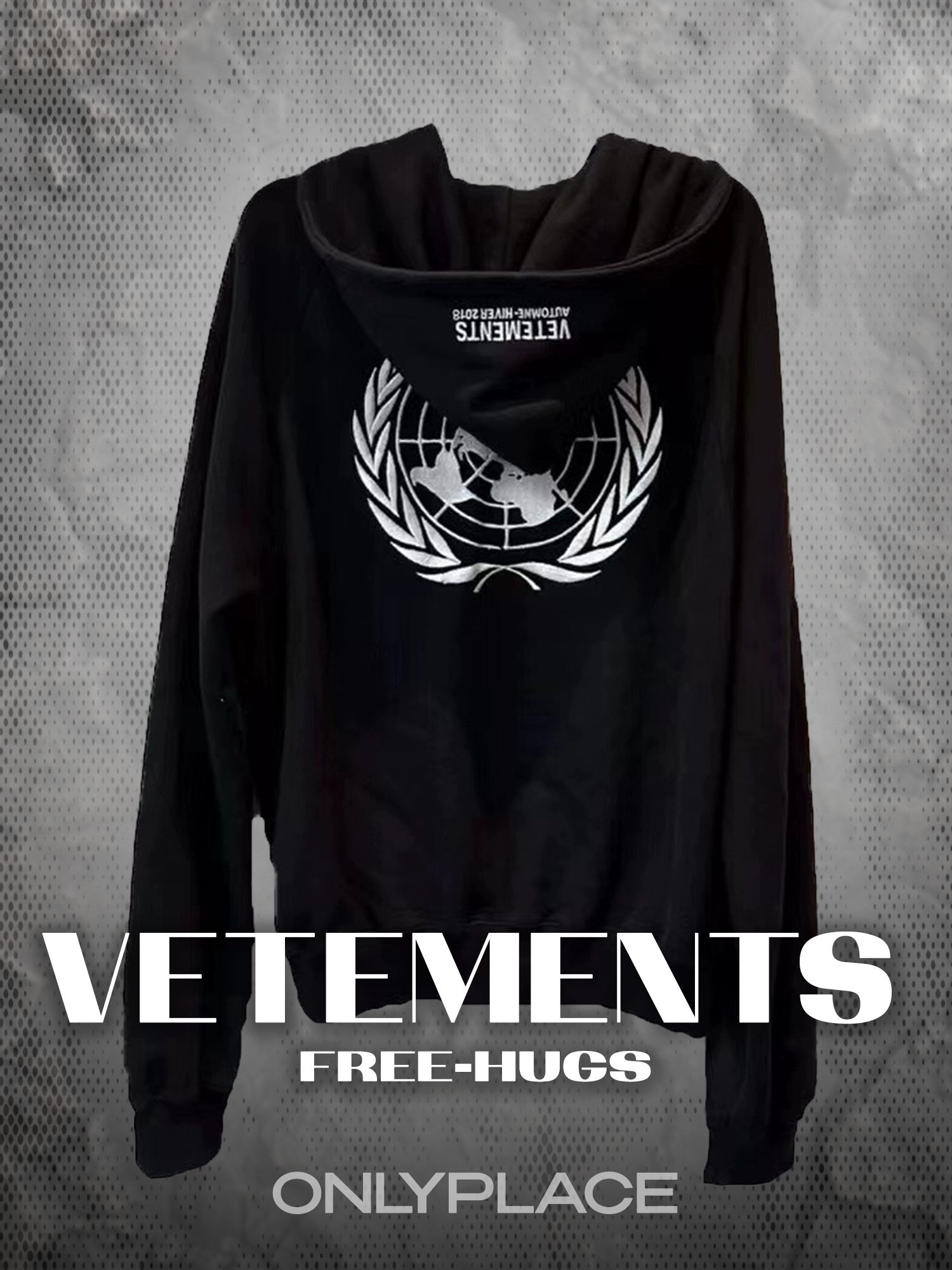 Худи Мужской, Женский Vetements черный Молния Хлопок, Трикотаж - Main Image