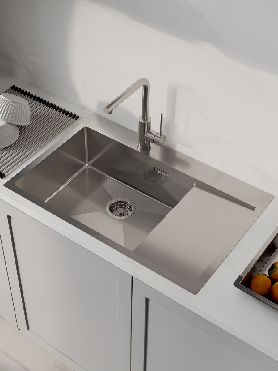 Фото товара на маркетплейсе ozon Мойка для кухни IDDIS, врезная, 51х78х20 см, нержавеющая сталь, крыло справа, матовая, Хейз (Haze), HAZ78SLi77