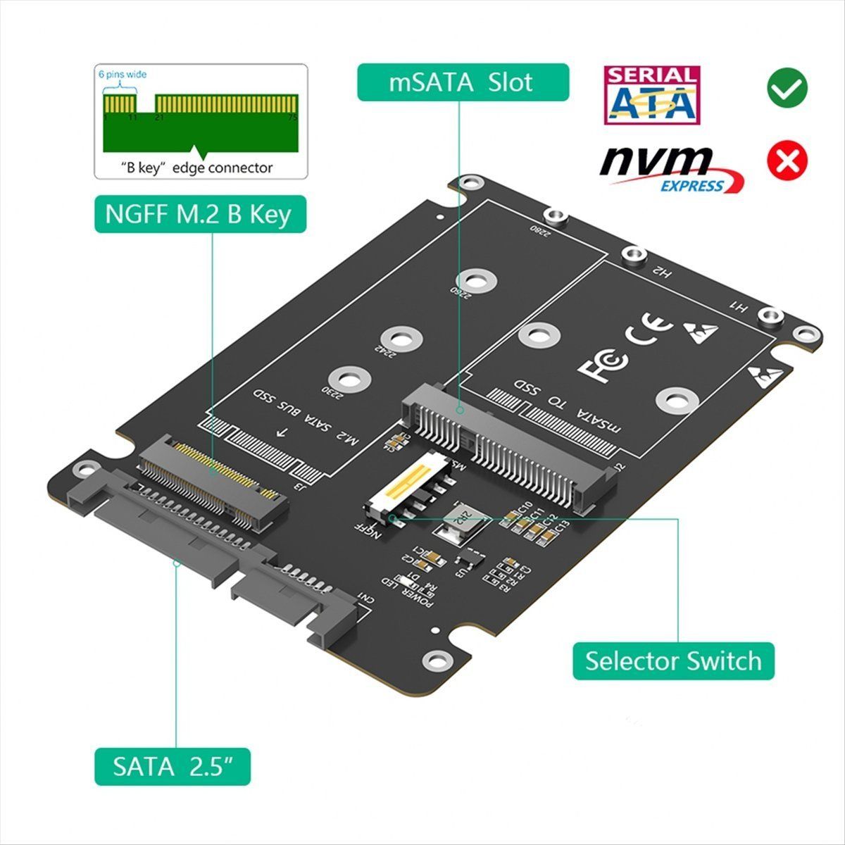2 В 1, Сочетание M.2 NGFF Key B И MSATA SATA3 купить на OZON по низкой ...