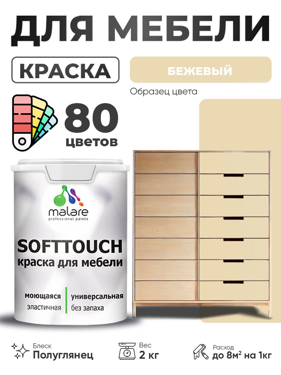 Резиновая краска для мебели Malare SoftTouch для кухонных фасадов для дерева и М