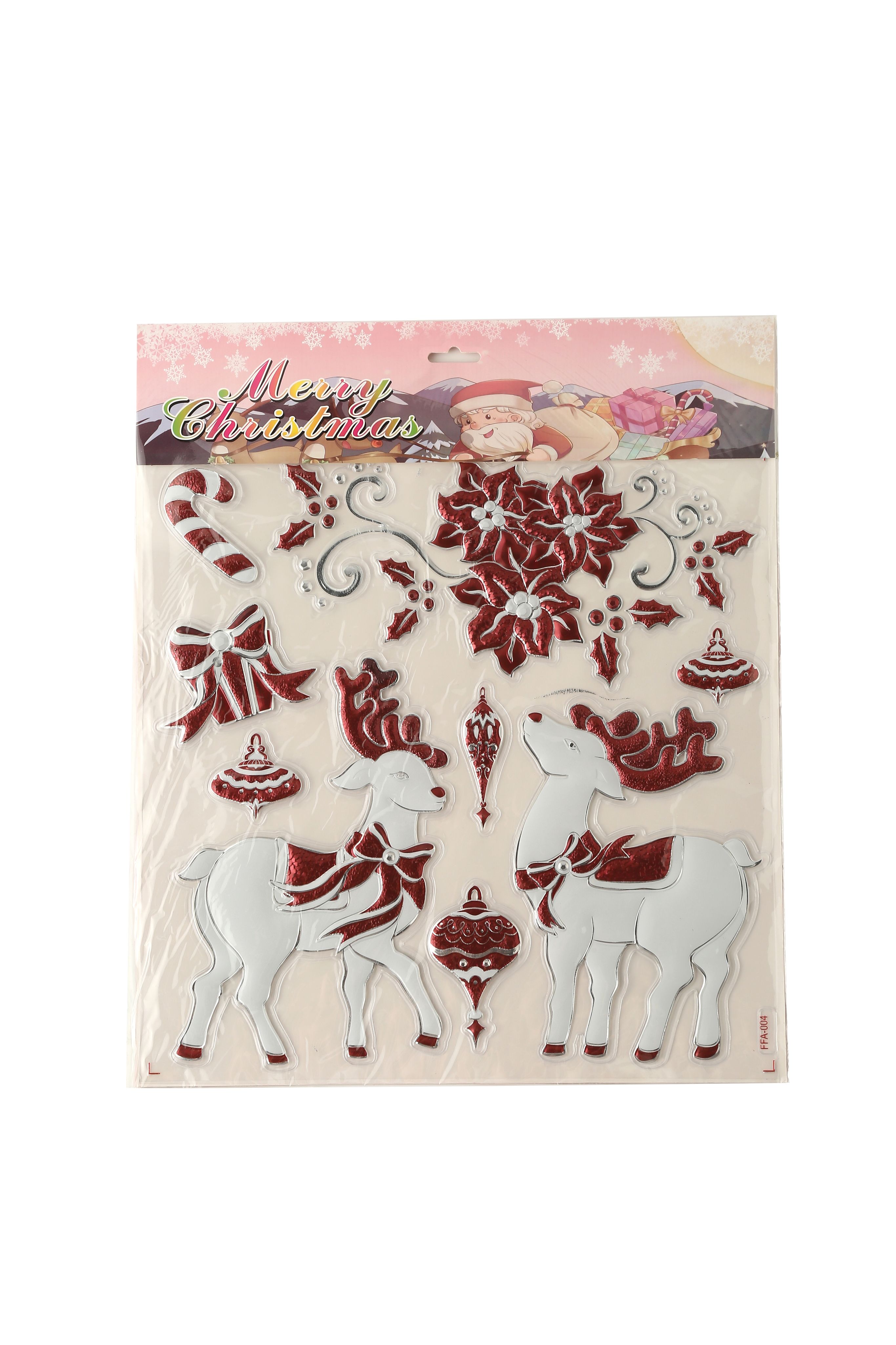 Новогодние наклейки Олень Красный 37x31CM Китай