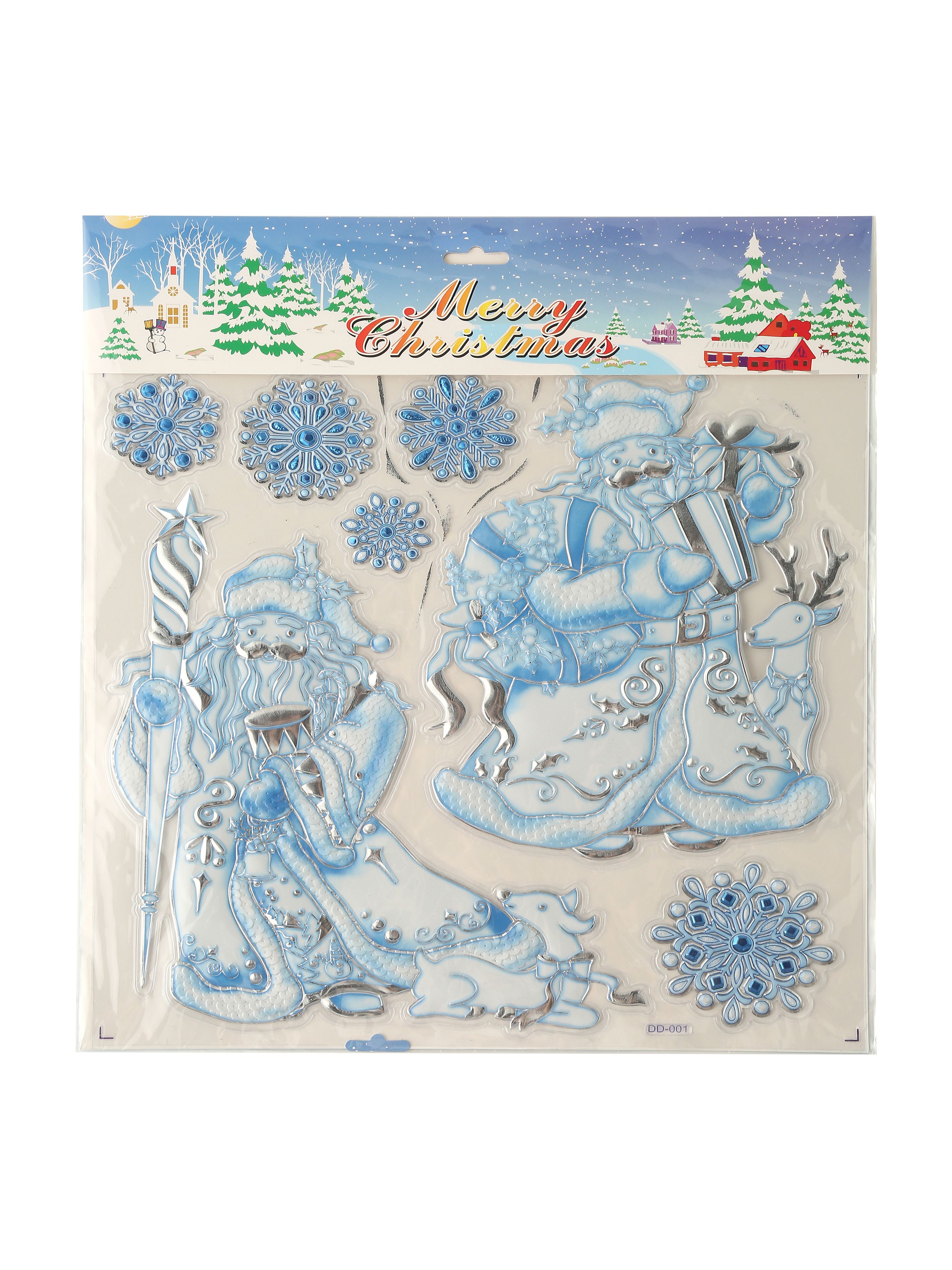 Новогодние наклейки Санта Клаус Синий 37x31CM ТИП№2 Китай