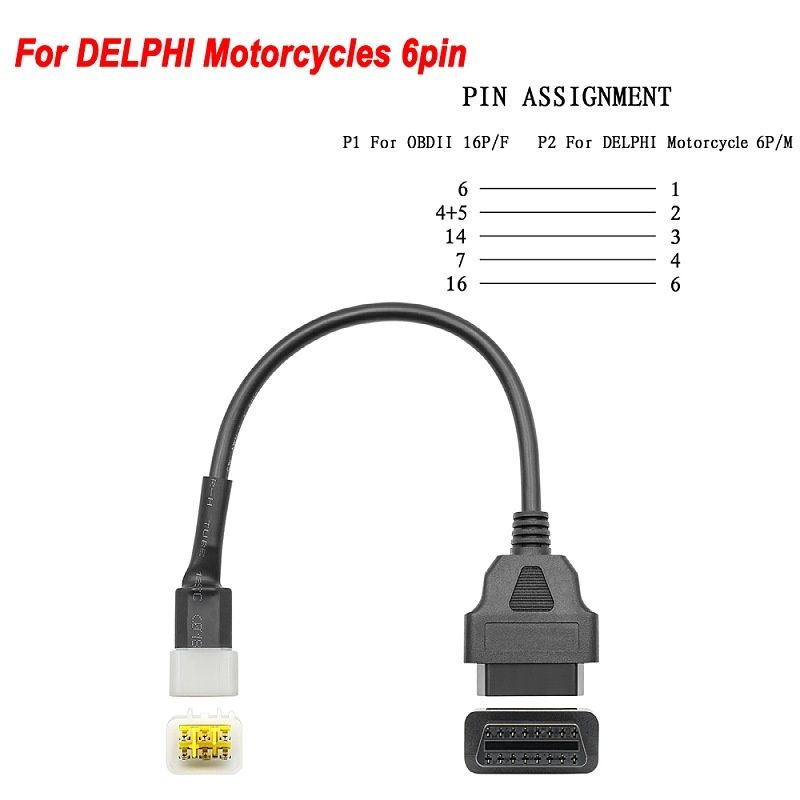 Кабель-адаптер для диагностических сканеров Delphi Motorcycle OBD 6 Pin ...