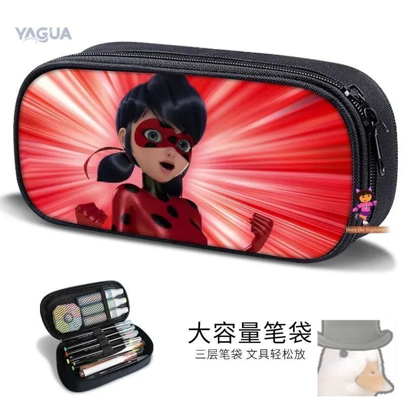 Пенал Miraculous Ladybug с Леди Баг и Кот Нуар, Маринетт и Адриан, для школы, большой вместимости, пенал-косметичка #1