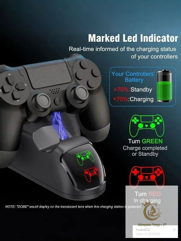 Док-станция для зарядки 2 геймпадов PS4 (Pro/Slim) беспроводное зарядное устройство для контроллеров #1