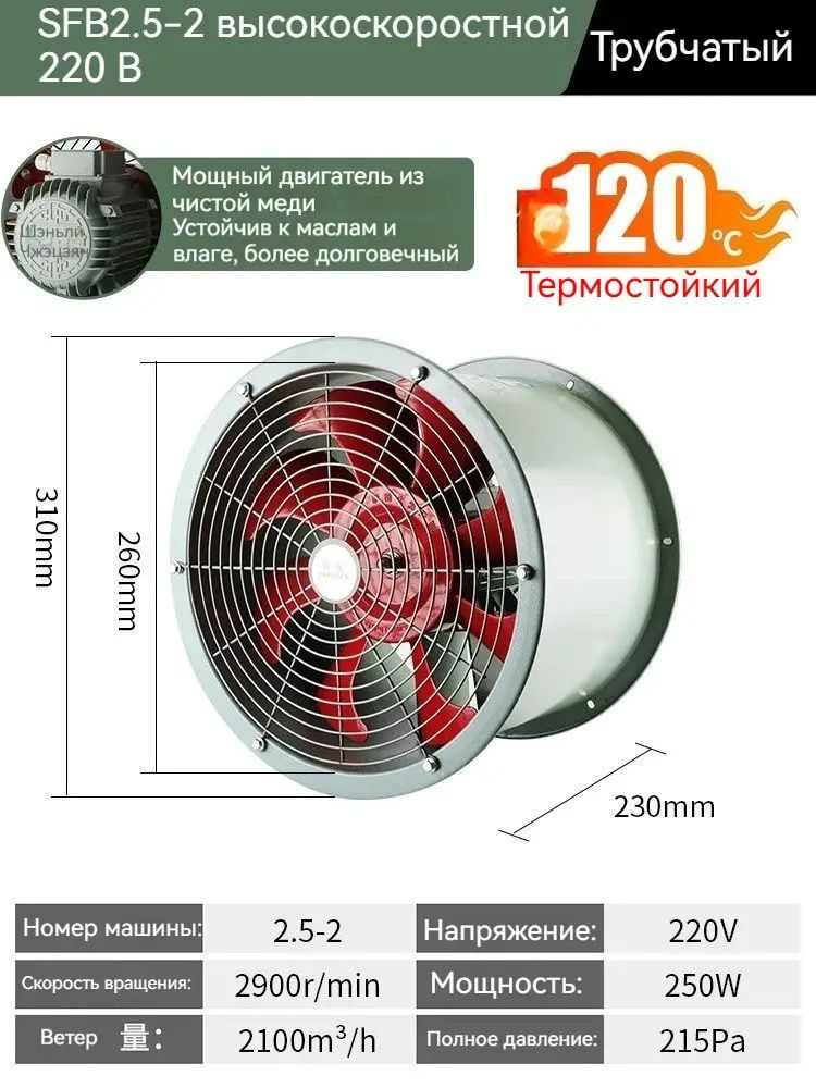 Высокотемпературный осевой вентилятор 220 В #1