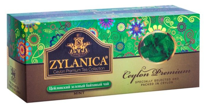 ЧАЙ зеленый ZYLANICA / Зеланика Ceylon Premium Collection с Мятой 2 пачки по 25 пак.*2 гр.  #1