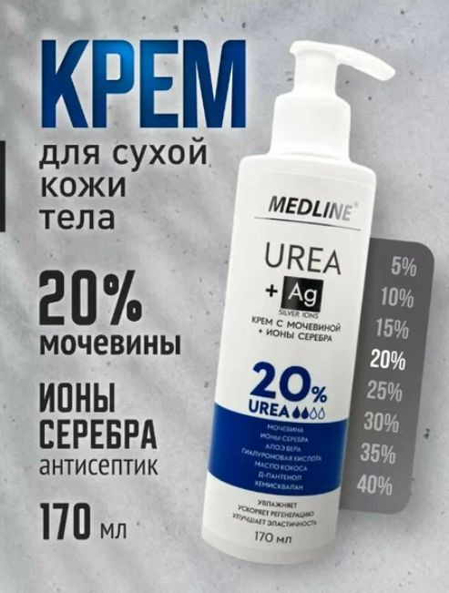 Медлайн Крем для лица и тела с мочевиной 20% + ионы серебра 170 мл  #1