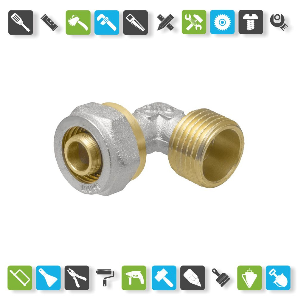 Угольник для металлопластиковых труб 16х1/2" НР, stn-025185 - купить по ...