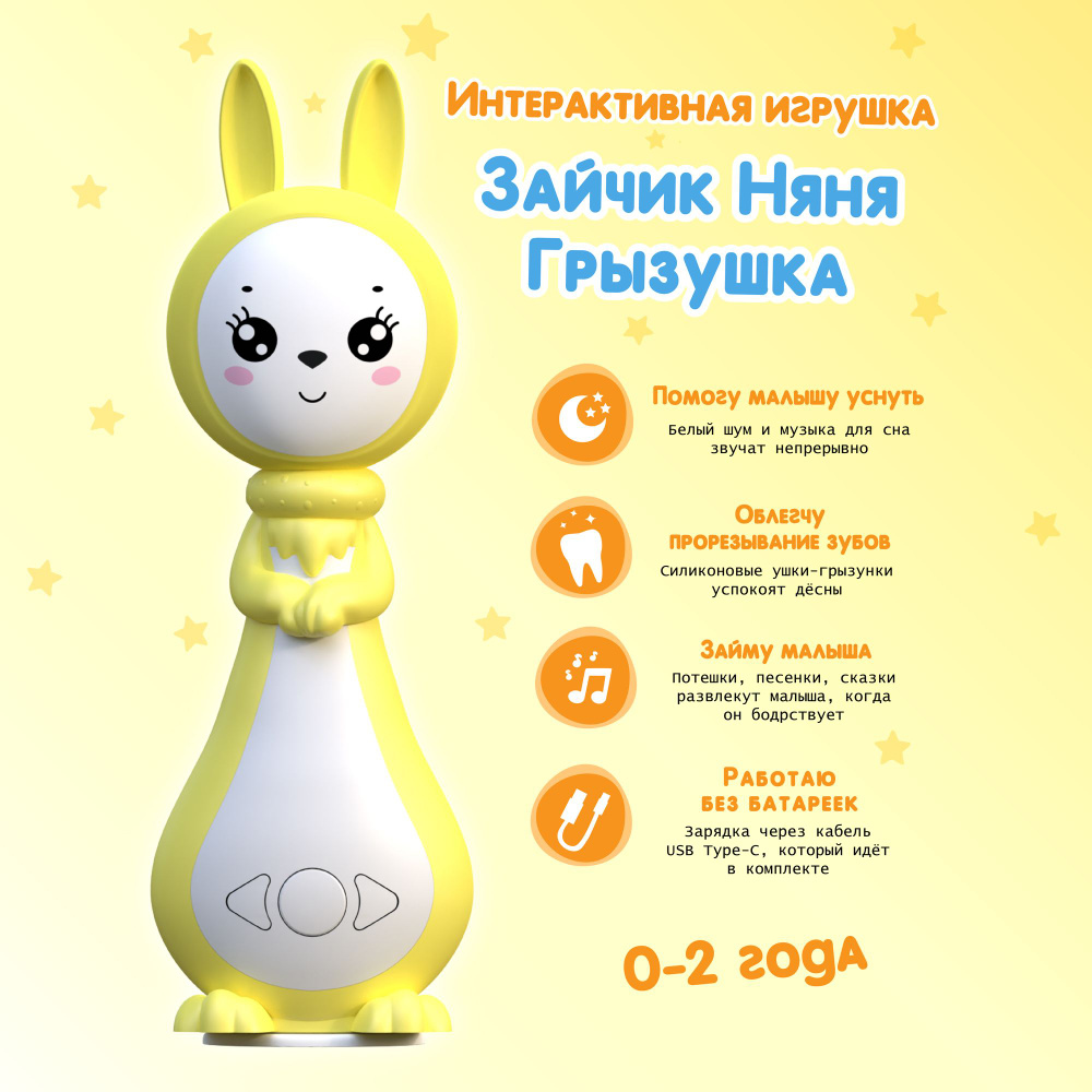 Интерактивная игрушка для детей, Зайчик Няня Грызушка