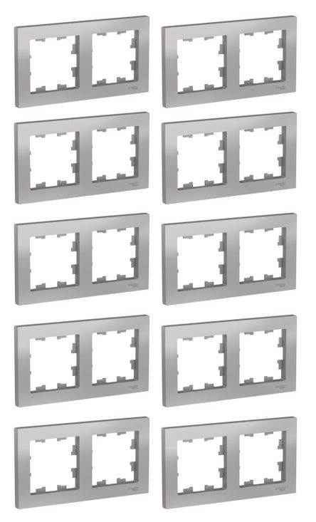 Рамка 2-постовая, универсальная, Schneider Electric/Systeme Electric AtlasDesign, АЛЮМИНИЙ ATN000302(комплект #1
