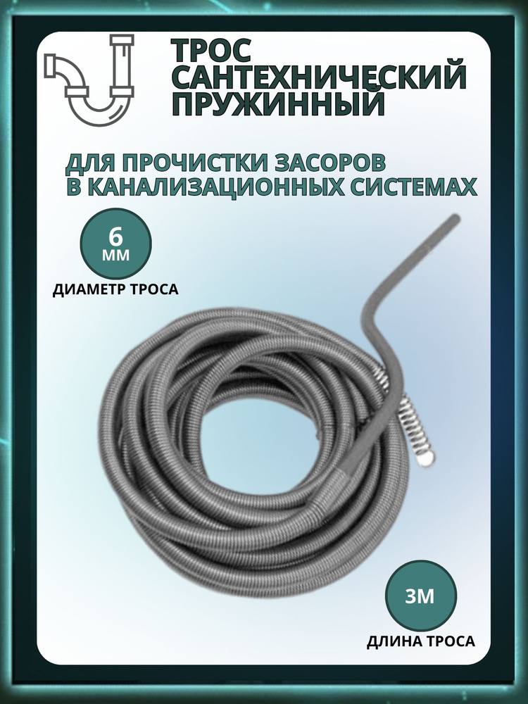 Трос сантехнический 3 м (6мм.) - купить с доставкой по выгодным ценам в ...