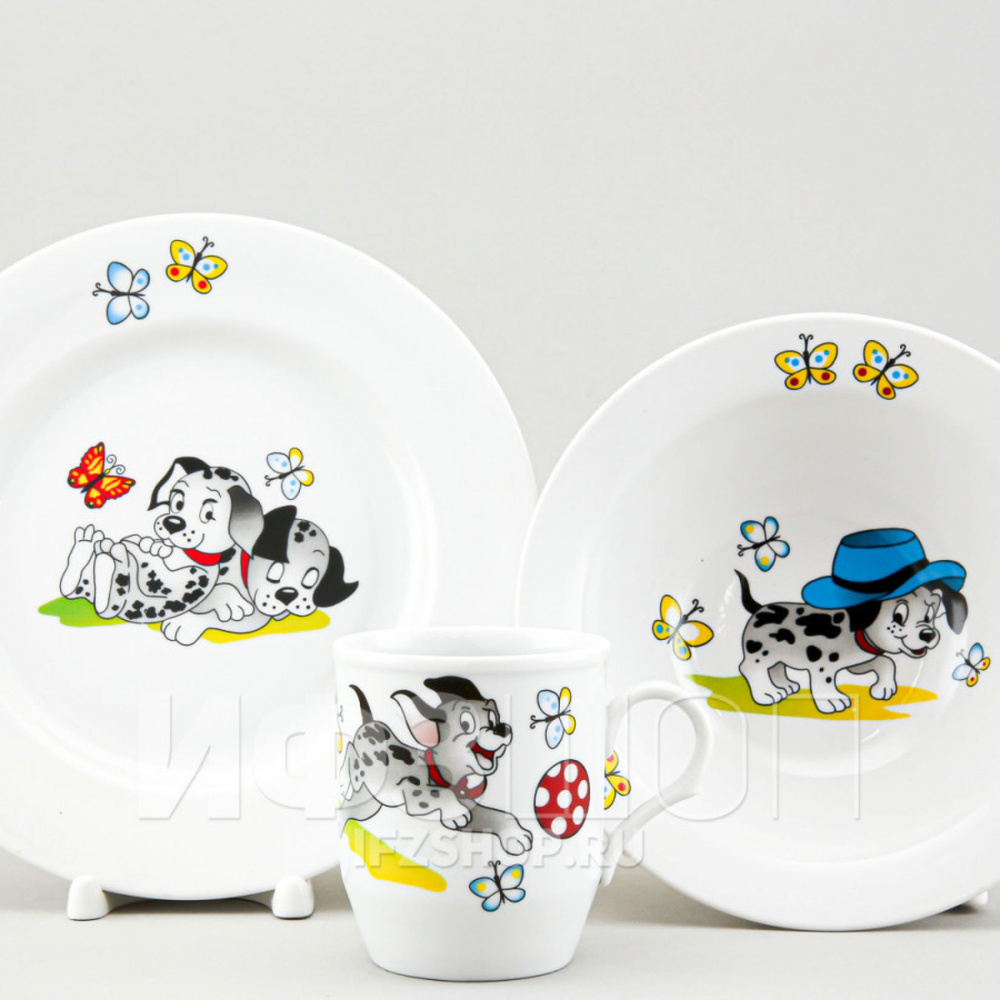 Набор детской посуды Дулевский фарфор "Озорные щенки" 3 предмета ...