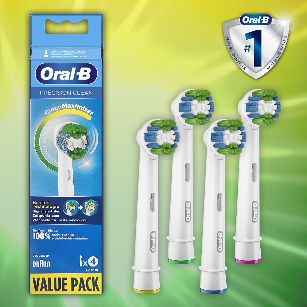 Насадки Oral-B Precision Clean CleanMaximiser, для электрической зубной щетки, 4 шт, для удаления налета, #1