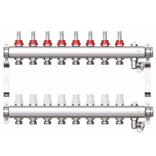 Коллектор для тёплого пола STI CMF с расходомерами 8 выходов / нержавеющая сталь  #1