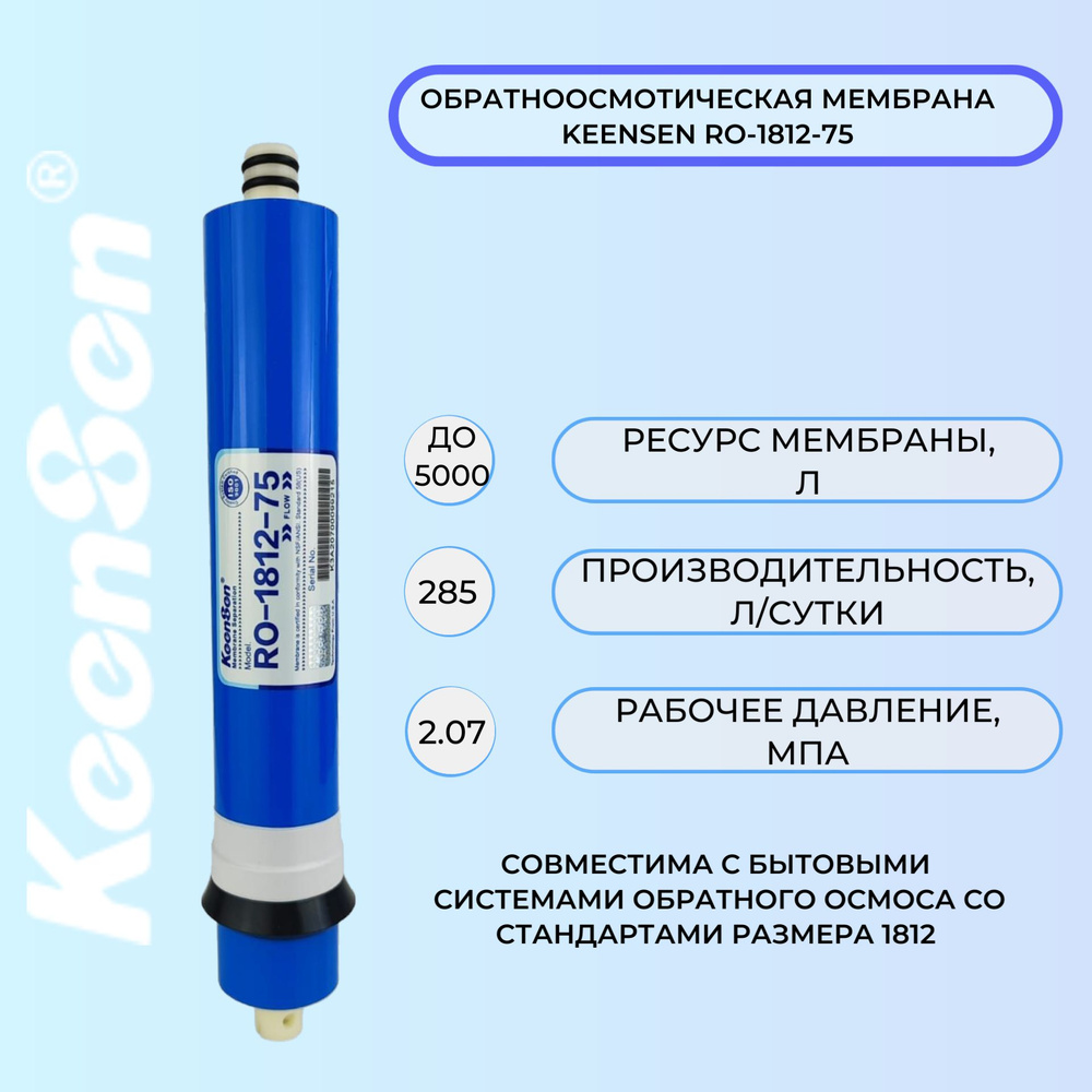 Мембрана обратного осмоса KeenSen RO-1812-75 285 л/сутки для бытовых питьевых систем  #1