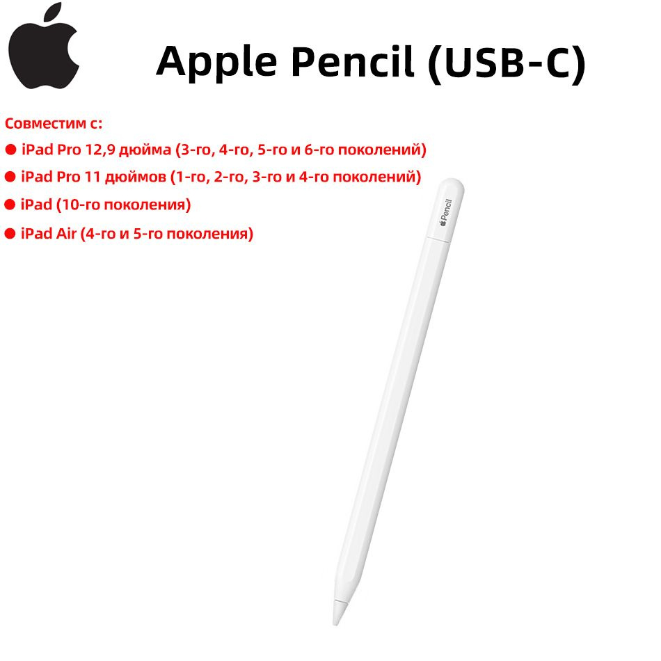 Apple Pencil (USB-C) для iPad Pro/iPad Air 2023/2022/2021 12,9 и 11 дюймов #1