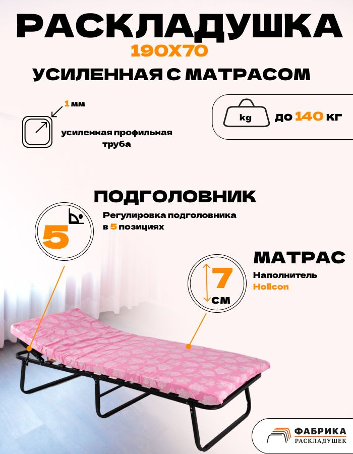 Раскладушка Фабрика-Раскладушек, Сталь, черный матовый купить по низкой ...