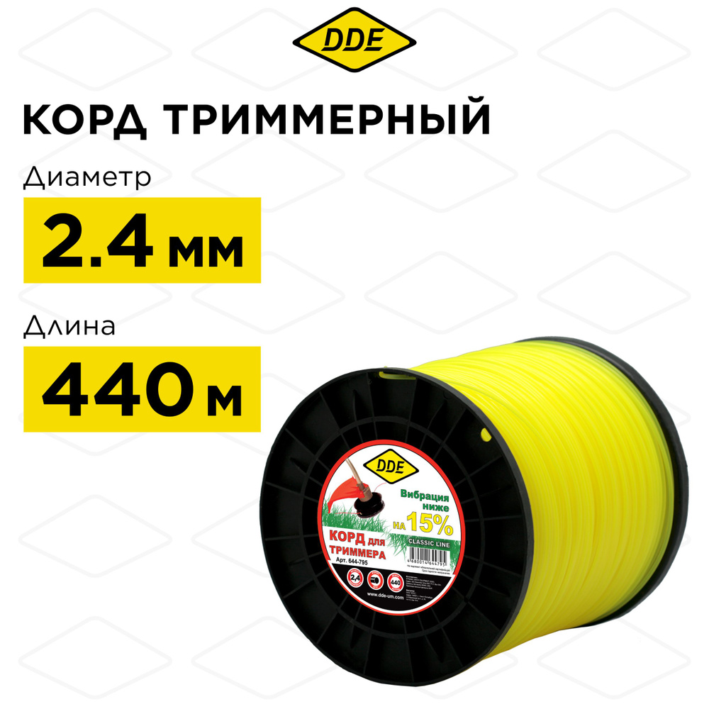 Леска для триммера 2.4 мм круглая 440 метров DDE "Classic line" на катушке #1