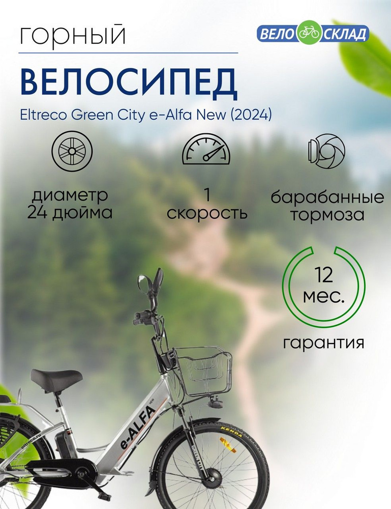 Электровелосипед Eltreco Green City e-Alfa New, год 2024, цвет Серебристый  #1