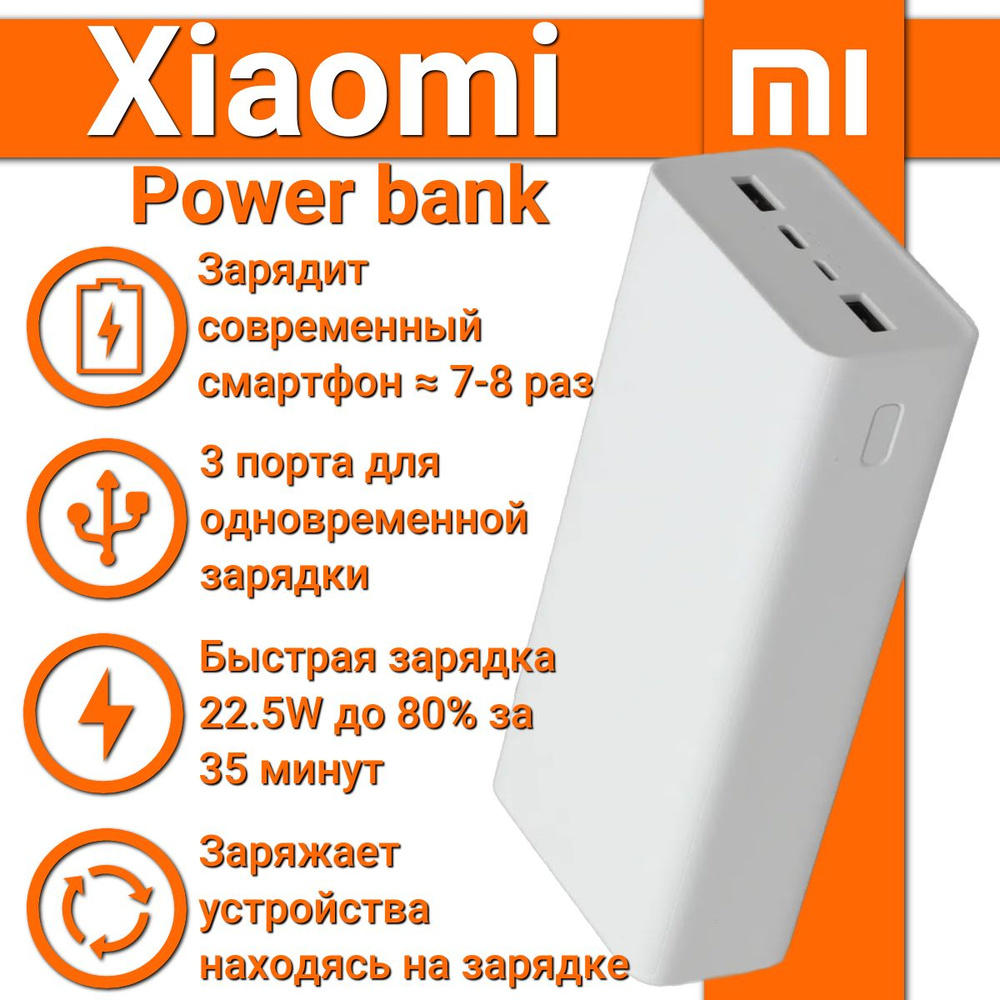 Внешний аккумулятор (Power Bank) Xiaomi Power Bank 3_2/1_1_USB_USB Type-C -  купить по выгодным ценам в интернет-магазине OZON (843404787)