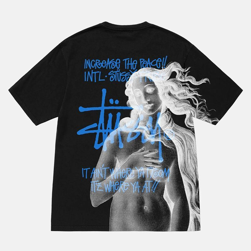 Футболка Stussy, размер 48, цвет черный сапфир, 100%хлопок - купить по ...