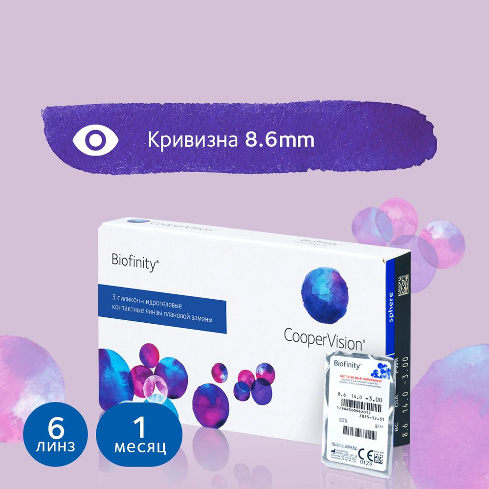 Контактные линзы Biofinity (6 линз) 8.6 (-9.00) #1