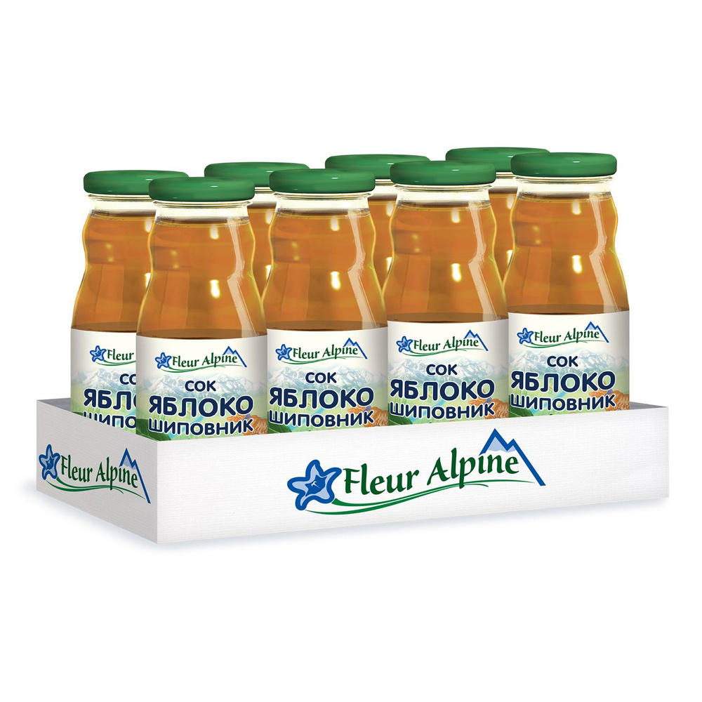 Сок детский Fleur Alpine Яблочно-шиповниковый, с 5 месяцев, 8 шт по 200 мл  #1