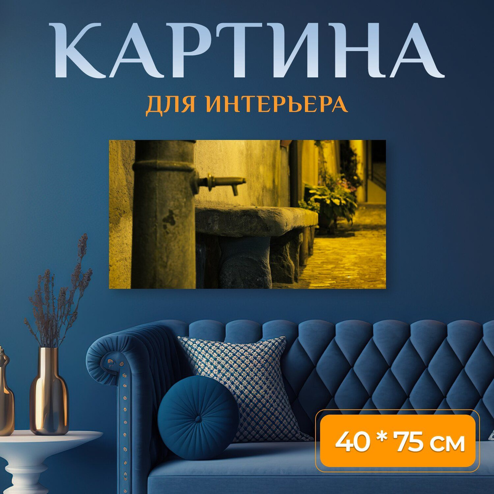 LotsPrints Картина "Город, вечер, аллея 95" 40x75 см #1