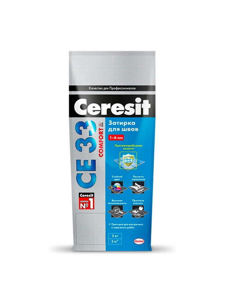 CERESIT CE 33 COMFORT затирка для швов до 6 мм. с антигрибковым эффектом, 13 антрацит (2кг)  #1