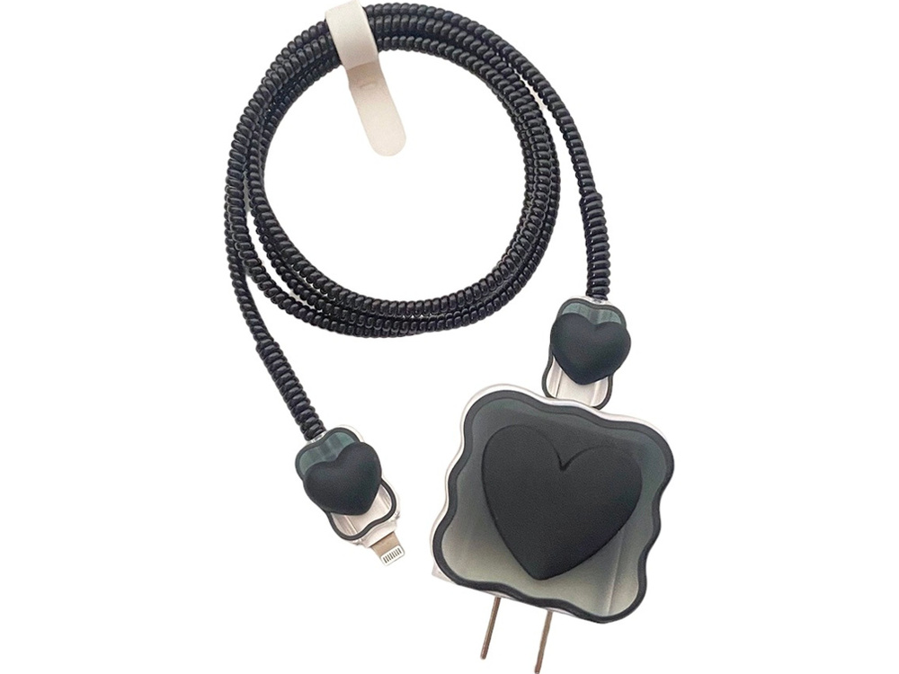 Чехол для зарядного устройства Сердце черный #1