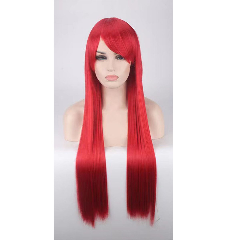 Длинный красный парик с челкой (12306) #1