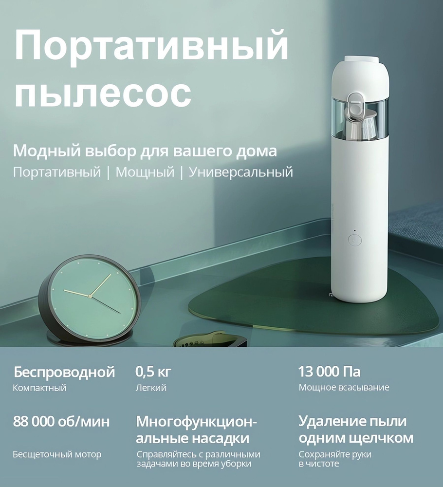 Портативный пылесос Xiaomi Mijia Mi Vacuum Cleaner mini CN (13000Па) -  купить с доставкой по выгодным ценам в интернет-магазине OZON (1418493814)