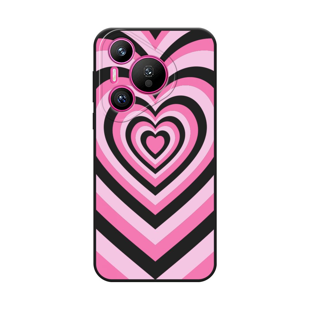 Матовый силиконовый чехол на Huawei Pura 70 / Хуавей Пура 70 Pink heart  latte, черный - купить с доставкой по выгодным ценам в интернет-магазине  OZON (1522594505)