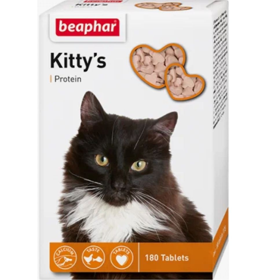 Лакомство витаминизированное для кошек Beaphar Kitty's Protein с рыбой, 180 таб (Нидерланды)  #1