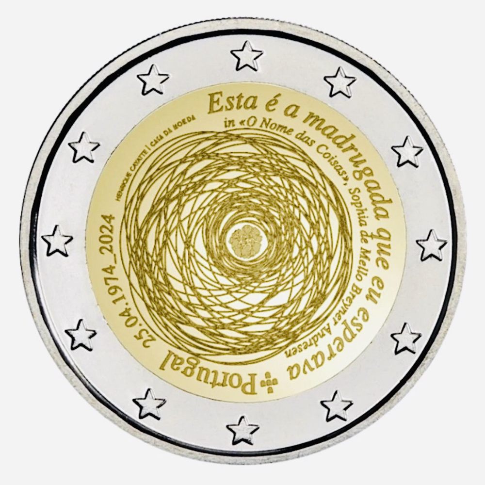 Монета 2 евро 50-летие революции гвоздик. Португалия 2024 UNC  #1