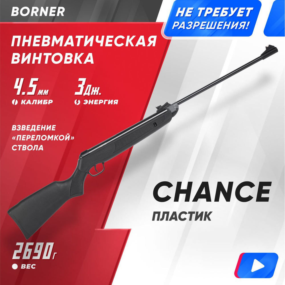 Винтовка пневматическая Borner Chance (пластик, Black, XS-QA6BC) кал. 4.5 мм, 3 Дж.  #1