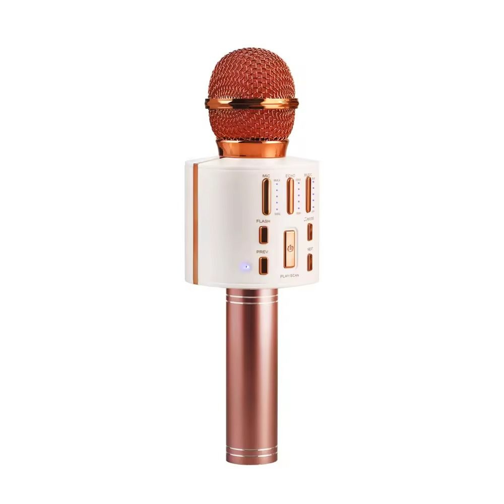 Портативный микрофон для караоке V8 светло-розовый #1