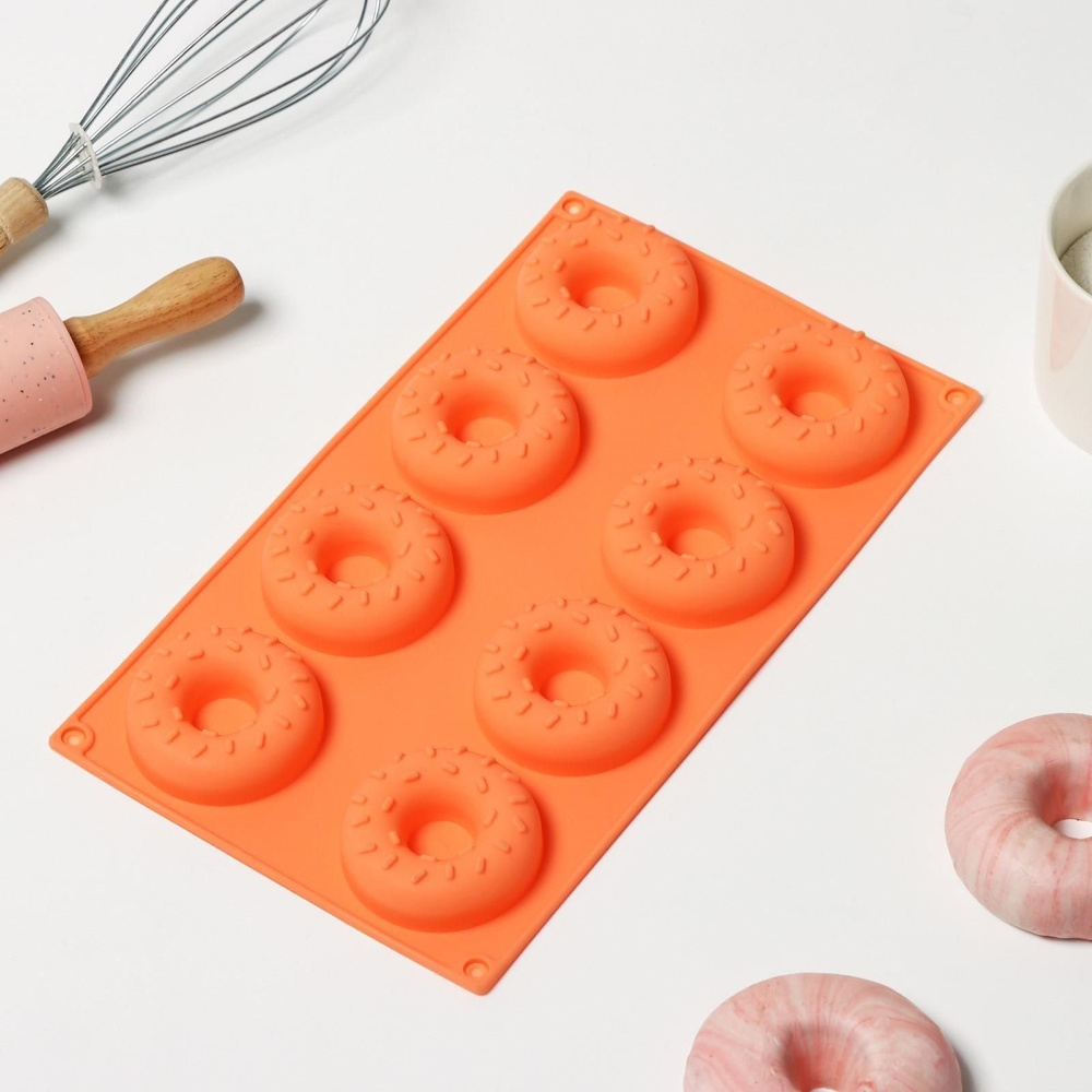 Форма для выпечки силиконовая Пончики, 28,5x17 см, 8 ячеек, d 6,3 см  #1
