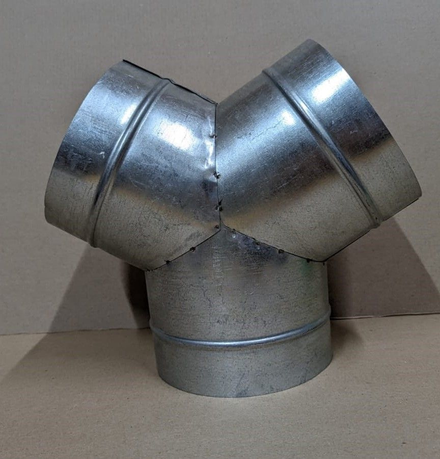 Тройник, для круглых воздуховодов Y-образный , D200, нержавеющая сталь ...