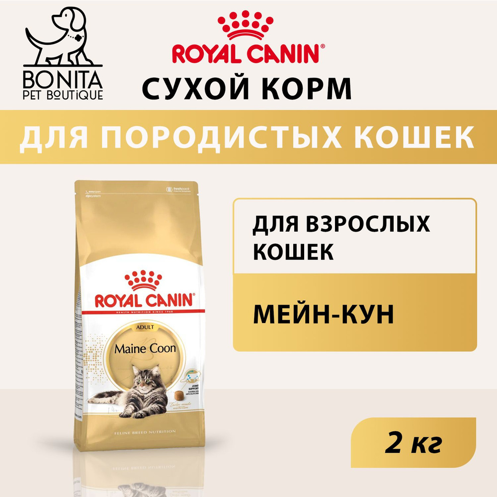 Сухой корм для взрослых кошек породы Мэйн Кун, Royal Canin Maine Coon Adult, 2 кг  #1