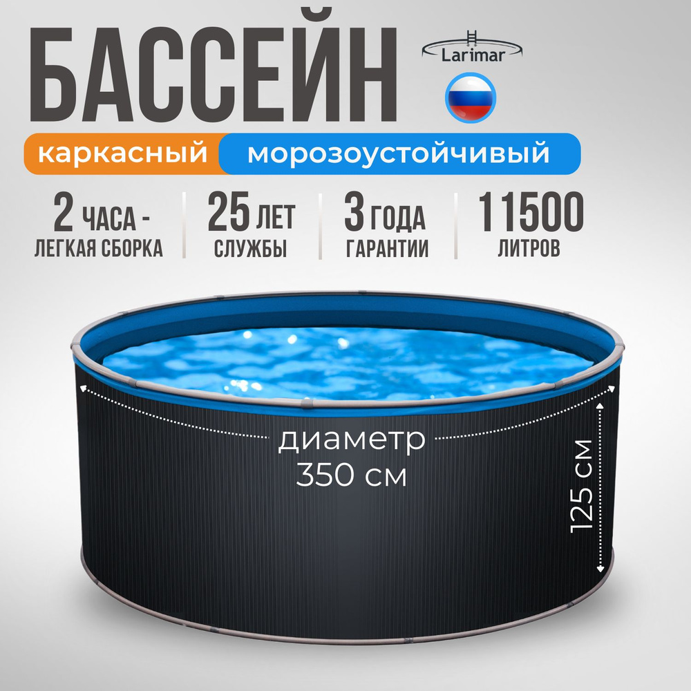 Бассейн каркасный морозоустойчивый 350 х 125 см LARIMAR #1