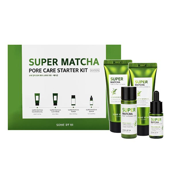 SOME BY MI SUPER MATCHA PORE CARE STARTER KIT Набор: гель, маска, тонер, сыворотка  #1