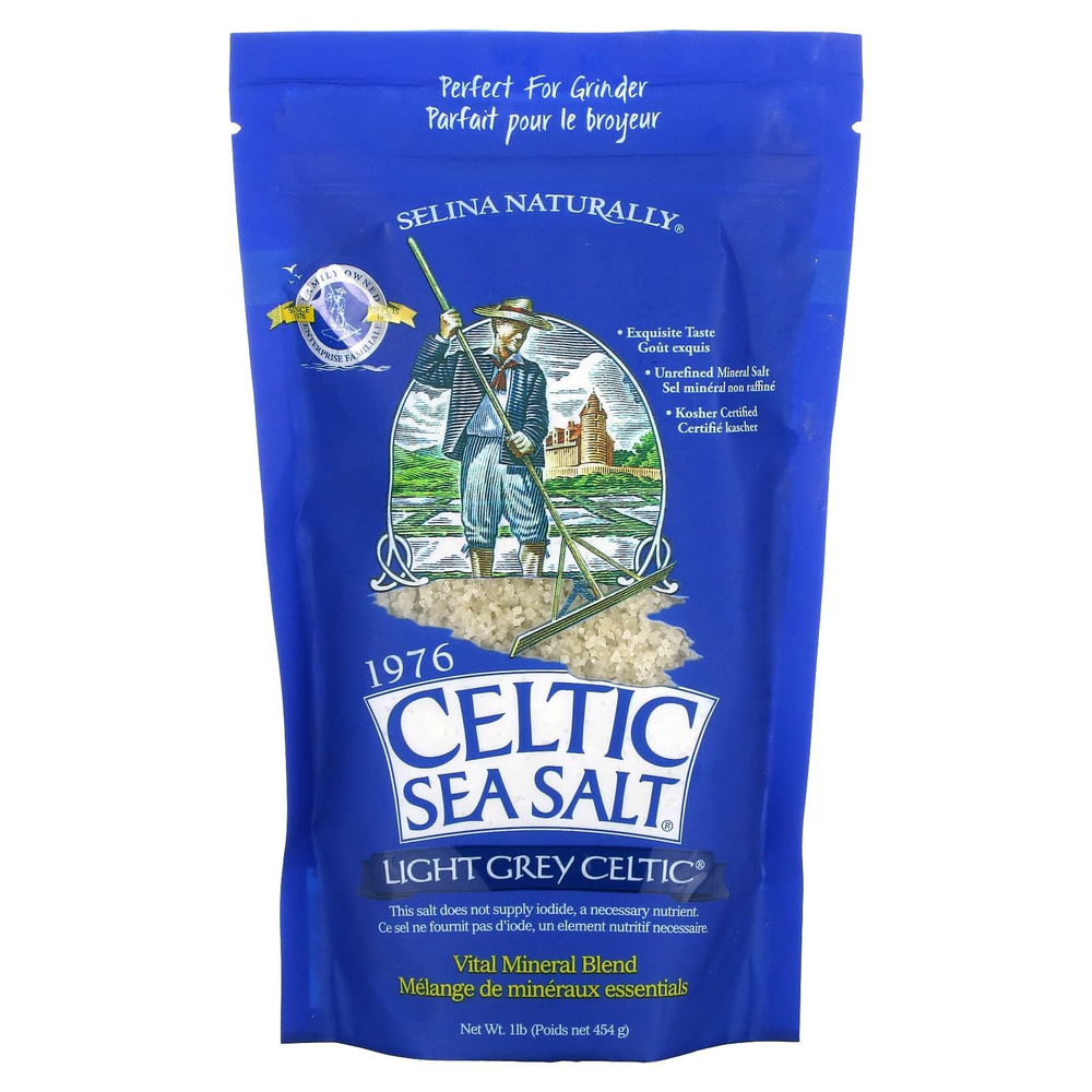 Celtic Sea Salt, Light Grey Celtic, Кельтская соль / смесь основных минералов, серый, 454 гр, средний #1