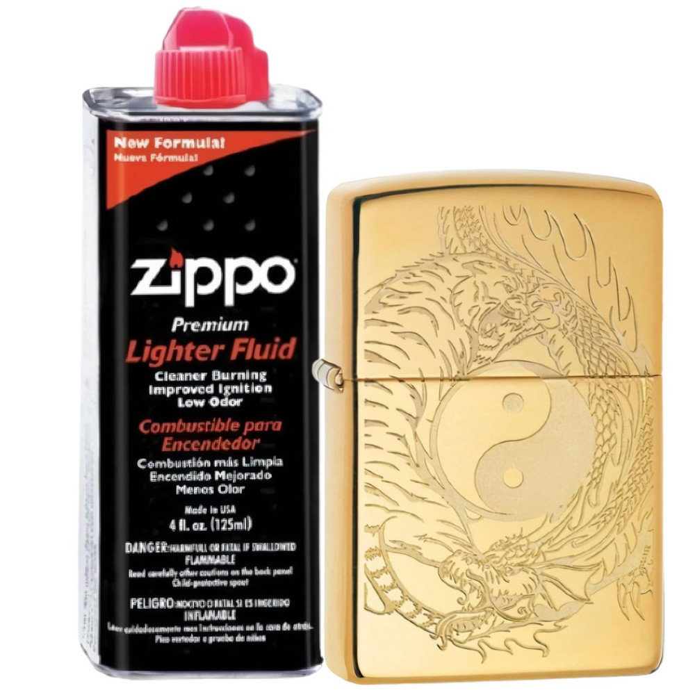 Бензиновая зажигалка ZIPPO Classic High Polish Brass + бензин Zippo 125 мл 49024-3141  #1