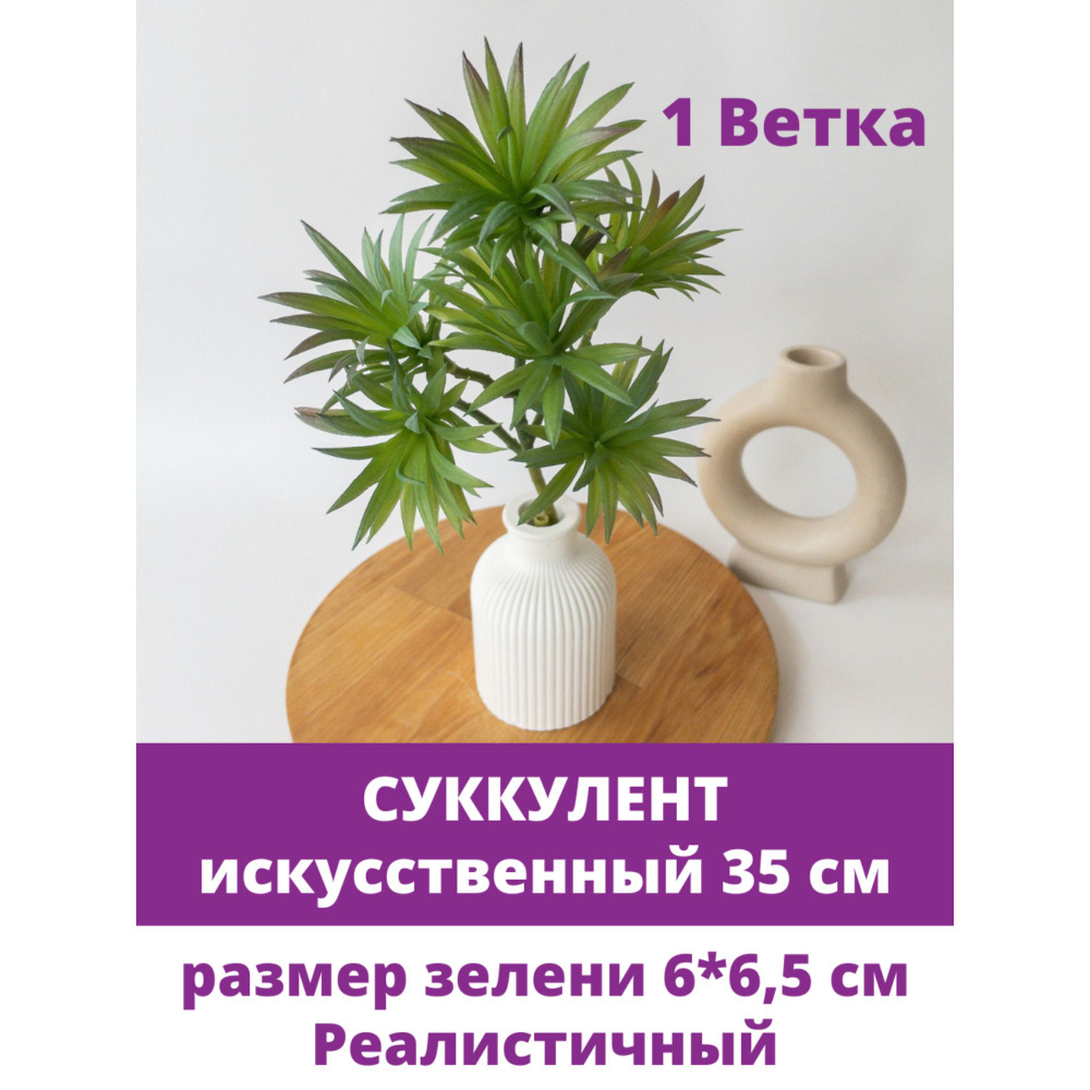 Суккуленты искусственные, Зелень для декора, для флорариума, высота 35 см, 6 соцветий, 1 ветка  #1