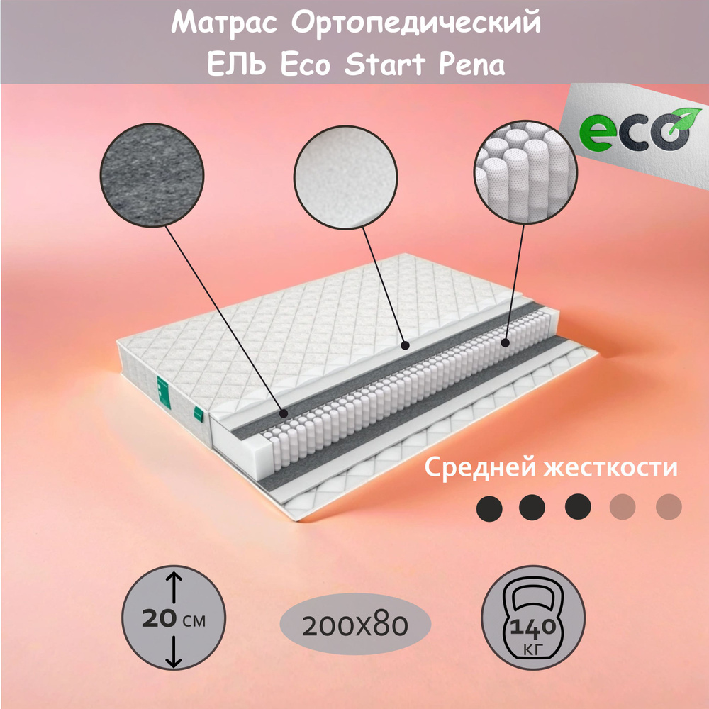 Матрас Eco Start Pena, Независимые пружины, 80х200 см #1