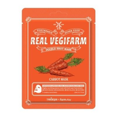 FORTHESKIN Тканевая маска для лица МОРКОВЬ FORTHESKIN SUPER FOOD REAL VEGIFARM DOUBLE SHOT MASK - Carrot #1